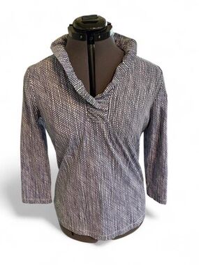 J. McLaughlin Navy and White Abstract Stripe Top